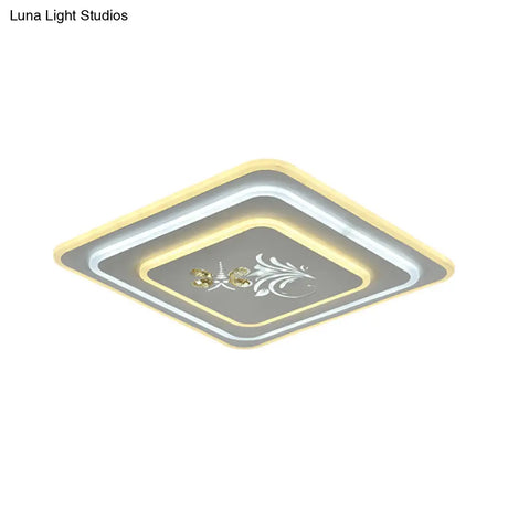 Modern Crystal Led Ceiling Lamp – White Flush Mount For Dining Room