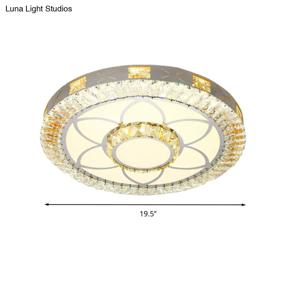 Modern Crystal Led Ceiling Light For Bedroom With White Flush Mount