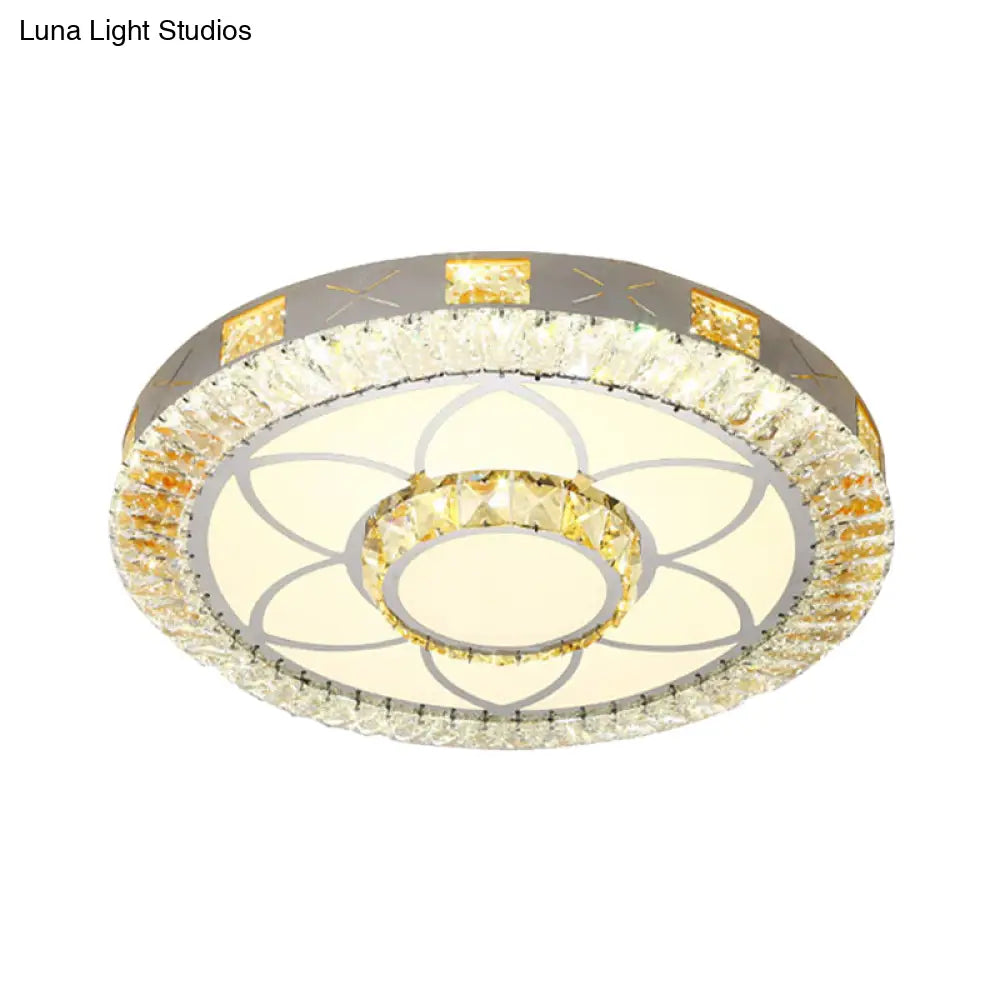Modern Crystal Led Ceiling Light For Bedroom With White Flush Mount