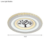 Modern Crystal Led Ceiling Light For Dining Rooms - Round Design Flush Mount White Finish