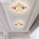 Modern Crystal Led Ceiling Light With Square Shade For Corridors