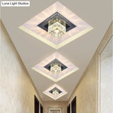 Modern Crystal Led Ceiling Light With Square Shade For Corridors