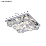 Modern Crystal Led Ceiling Light With Stainless Steel Petals For Living Room