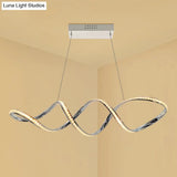 Modern Crystal Led Chandelier - Twist Hanging Pendant Light For Dining Room Chrome Finish