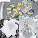 Modern Crystal Led Chrome Ceiling Light Fixture For Living Room - Flush Mount Rectangular Design