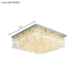 Modern Crystal Led Chrome Ceiling Light For Bedroom - Square Flush Mount 16’/19.5’/23.5’ Wide