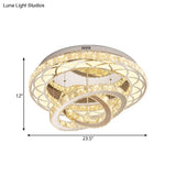Modern Crystal Led Flush Light Fixture - Romantic Polished Chrome Ceiling Lamp For Lounge