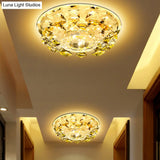 Modern Crystal Led Flush Light With Warm/White Lighting For Hallways Or Small Spaces