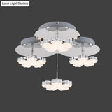 Modern Crystal Led Flush Mount Ceiling Light Fixture For Bedrooms - Chrome Petal Design