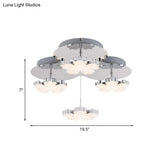 Modern Crystal Led Flush Mount Ceiling Light Fixture For Bedrooms - Chrome Petal Design
