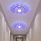 Modern Crystal Led Flush Mount Ceiling Light For Entryway - Clear Blossom Design / 3W Blue
