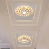 Modern Crystal Led Flush Mount Ceiling Light For Entryway - Clear Blossom Design / 3W Warm