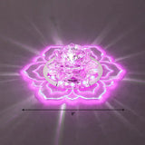 Modern Crystal Led Flush Mount Ceiling Light For Hallway - Clear Blossom Design / Purple