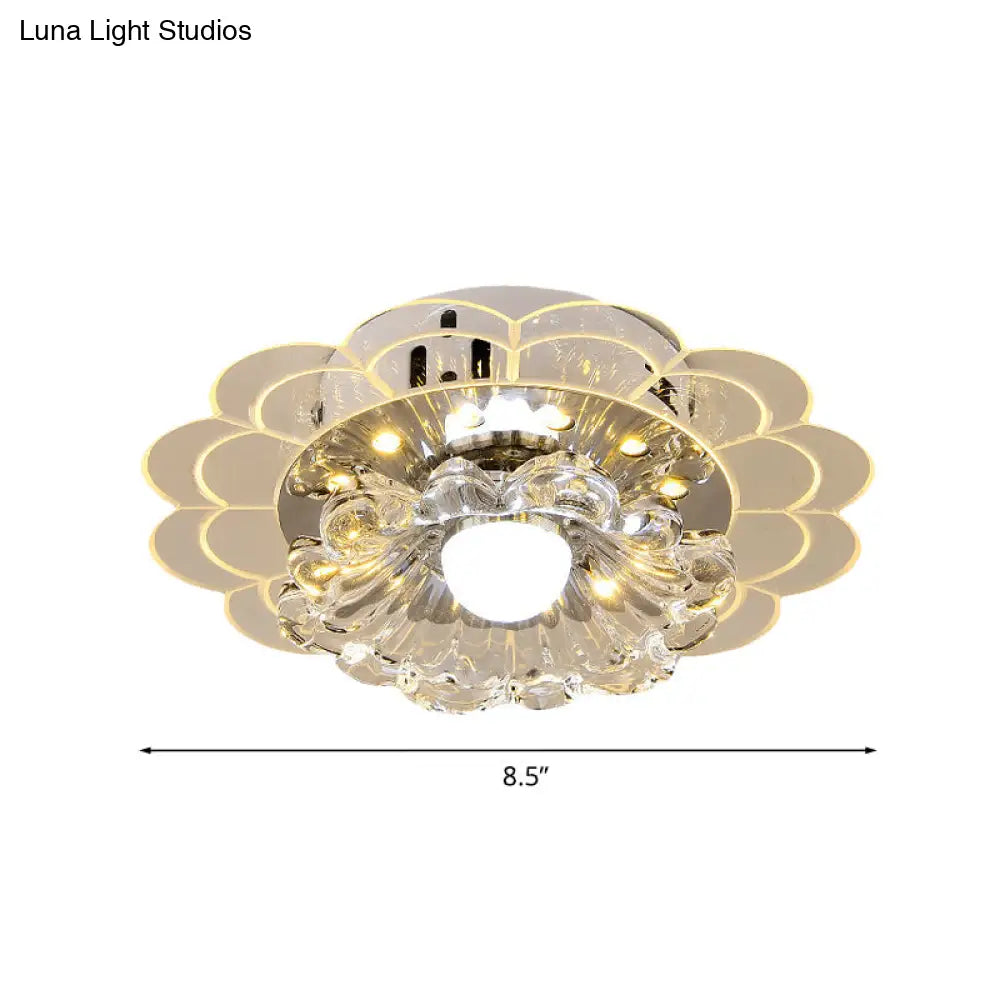 Modern Crystal Led Flush Mount Ceiling Light For Living Room
