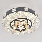 Modern Crystal Led Flush Mount Ceiling Light In Stainless - Steel For Corridors / Third Gear K