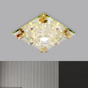 Modern Crystal Led Flush - Mount Light Fixture: Purple Butterfly/Amber Gem Ceiling Lamp Amber
