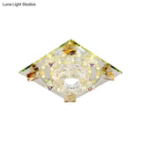 Modern Crystal Led Flush - Mount Light Fixture: Purple Butterfly/Amber Gem Ceiling Lamp