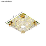 Modern Crystal Led Flush - Mount Light Fixture: Purple Butterfly/Amber Gem Ceiling Lamp