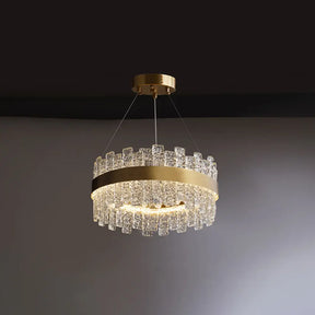 Modern Crystal Loop Pendant Light With Brass Finish And Led / 16