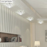 Modern Crystal Lotus Led Ceiling Flushmount Light - Clear & Stylish For Living Room