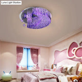 Modern Crystal Moon Flush Light: Stainless - Steel Ceiling Lamp 4/5/11 Bulbs 16’/19.5’/31.5’ Wide