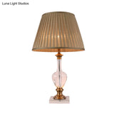 Modern Crystal Nightstand Lamp: Jar Shape Task Light With Hand-Cut Flaxen Head