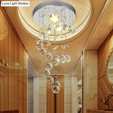 Modern Crystal Orb Flush-Mount Ceiling Light Fixture With Twisted Design - Nickel Finish