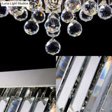 Modern Crystal Prism Flush Ceiling Light With 4 Bulbs & Square Chrome Canopy For Bedrooms