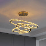 Modern Crystal Ring Pendant Light For Living Room Stainless-Steel / 6’ + 12’ + 19.5’ + 27.5’
