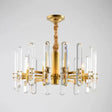 Modern Crystal Rod Pendant Chandelier - 8-Bulb Brass Sputnik Design