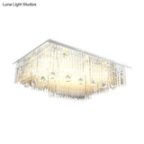 Modern Crystal Rod Rectangle Ceiling Light With 16 Heads – Ideal For Bedroom Flush Mount