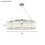 Modern Crystal Round Ceiling Chandelier - 29.5/33.5 Diameter Multi-Head Chrome Pendant Light Fixture
