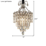 Modern Crystal Round Chandelier - Chrome Hanging Light Fixture | 3 Lights For Living Room