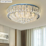 Modern Crystal Round Flush Light - 19.5’/23.5’/31.5’ Wide 6/7/13 Heads Stainless - Steel