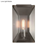Modern Crystal Sconce Light: Black Wall Mounted Fixture For Corridors - 1 Head Rectangle Shape
