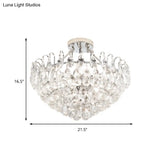 Modern Crystal Semi-Flush Ceiling Lamp With 4 Chrome Lights For Dining Room