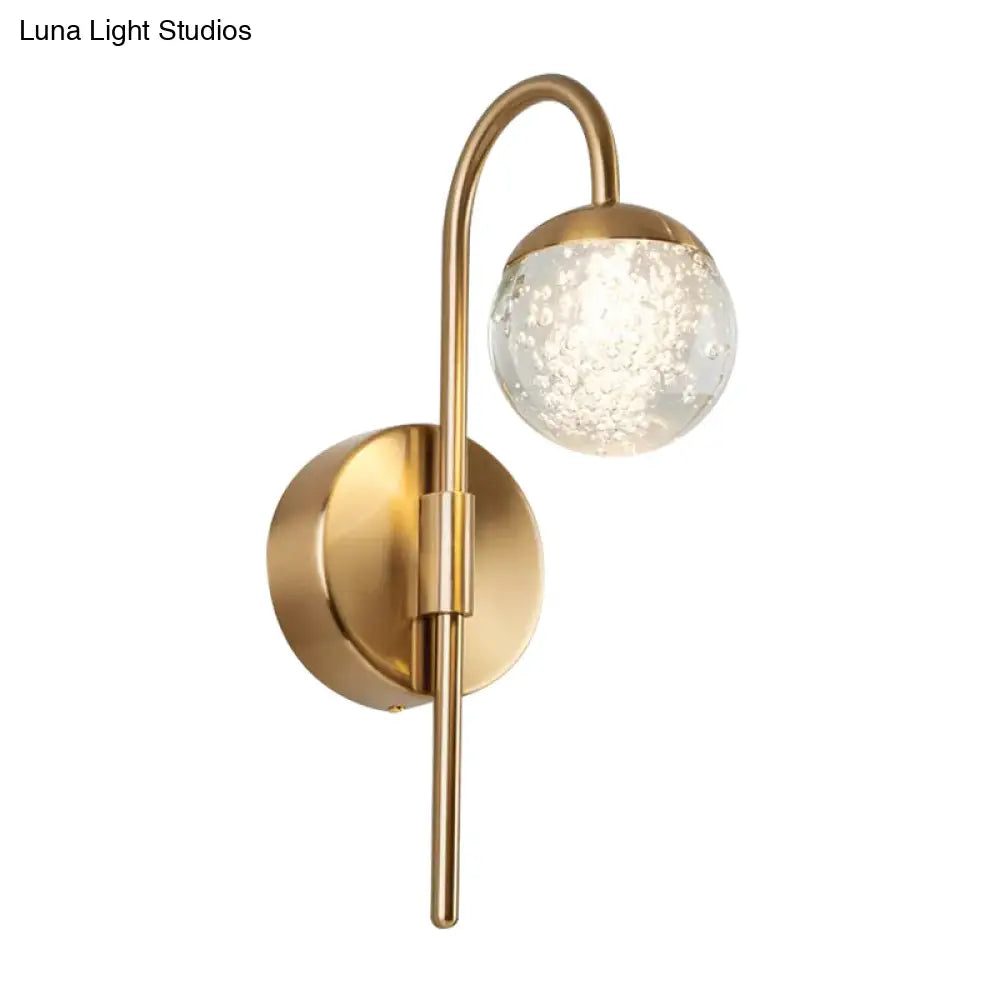 Modern Crystal Spherical Wall Sconce With Gold Finish For Great Room Lighting