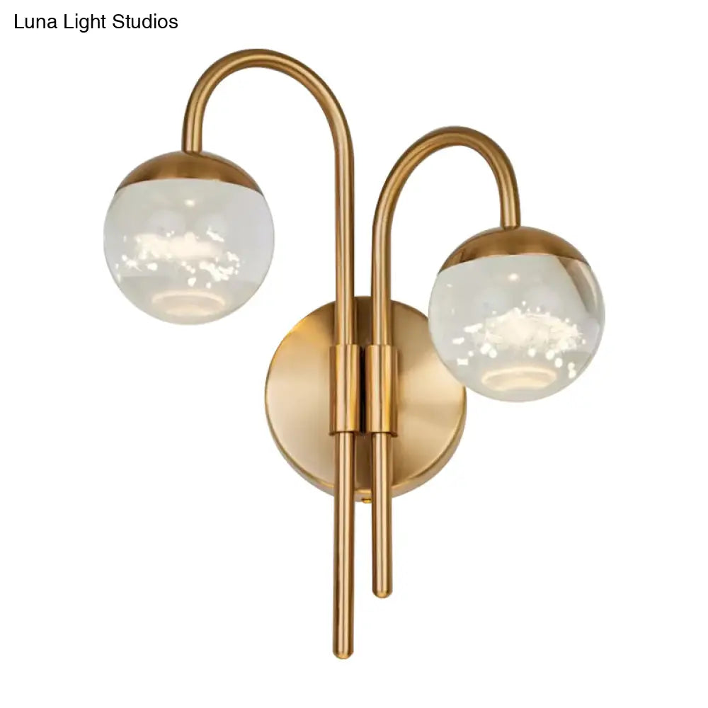 Modern Crystal Spherical Wall Sconce With Gold Finish For Great Room Lighting