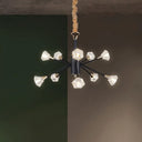Modern Crystal Sputnik Semi Flush Mount Ceiling Lamp - 10 Heads Black