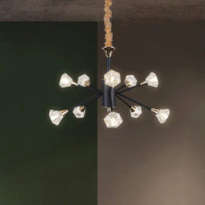 Modern Crystal Sputnik Semi Flush Mount Ceiling Lamp - 10 Heads Black
