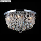 Modern Crystal Strand Ceiling Lamp - Dome Flush 3 Lights 14’/18’ Wide Chrome; Ideal For Bedroom