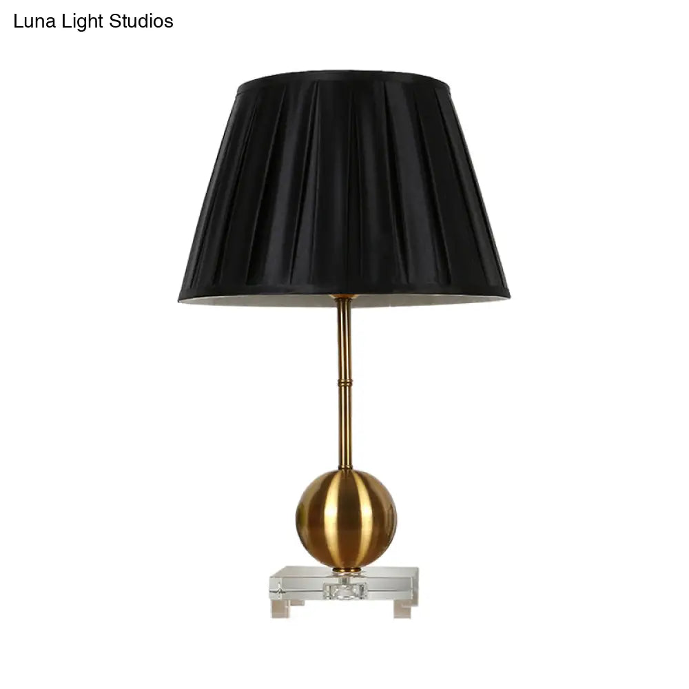 Modern Crystal Table Lamp With Gold Nightstand Base And Square Pedestal