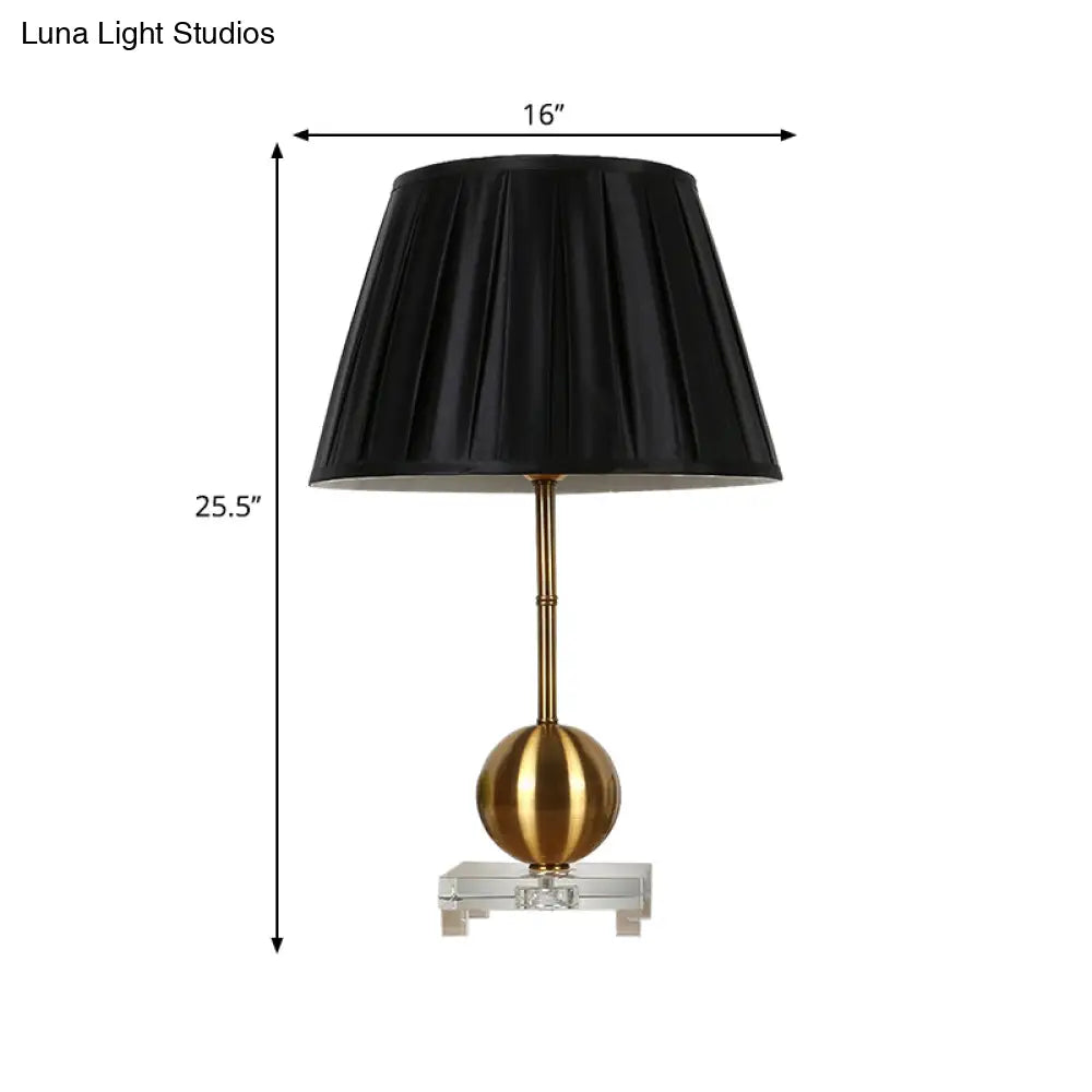Modern Crystal Table Lamp With Gold Nightstand Base And Square Pedestal