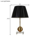 Modern Crystal Table Lamp With Gold Nightstand Base And Square Pedestal