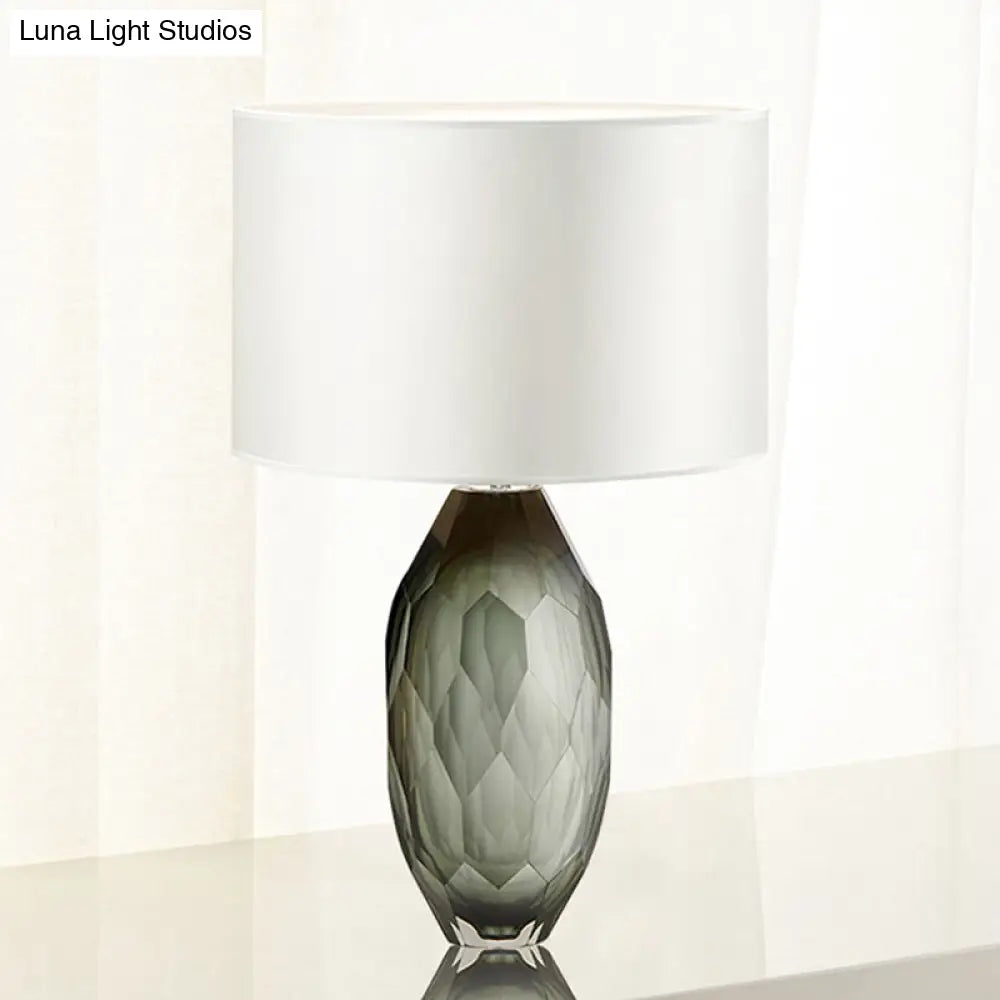 Modern Crystal Task Lamp - Straight Sided Shade 1 Head White