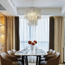 Modern Crystal Tiered Hanging Lamp - Clear Rectangular-Cut 4 Lights Silver Chandelier