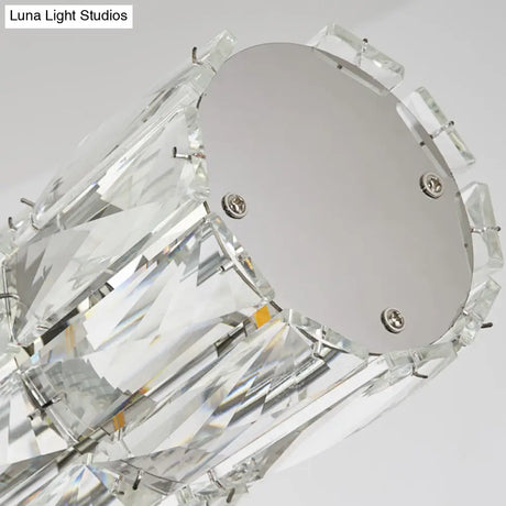 Modern Crystal Tube Island Light With 6/8 Bulb Suspension - Clear And Stylish
