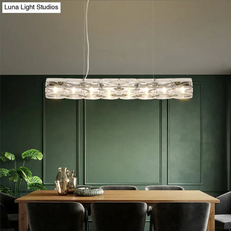 Modern Crystal Tube Island Light With 6/8 Bulb Suspension - Clear And Stylish
