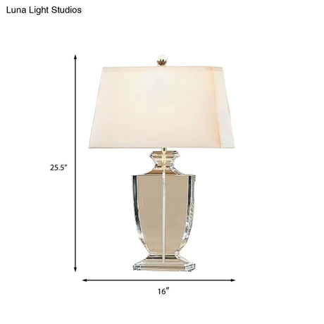 Modern Crystal Urn Table Lamp - Hand-Cut 1 Head White