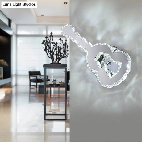 Modern Crystal Wall Light: Guitar Shaped Stainless Steel Lamp For Cafe Decor